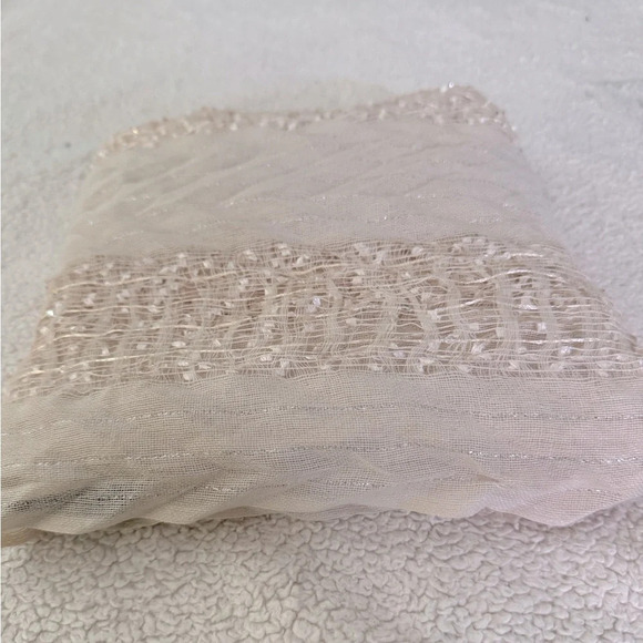 MixIt OS Infinity Loose Cowl Neck Looped Scarf Soft Rose Gold Ivory w/sequins. - Picture 12 of 13